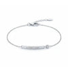 Engravable silver curved bar bracelet in 925 sterling silver showing a flat surface ready for engraving