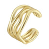 Adjustable ring with an open band worn on a finger, showing how the gap lets the fit adjust