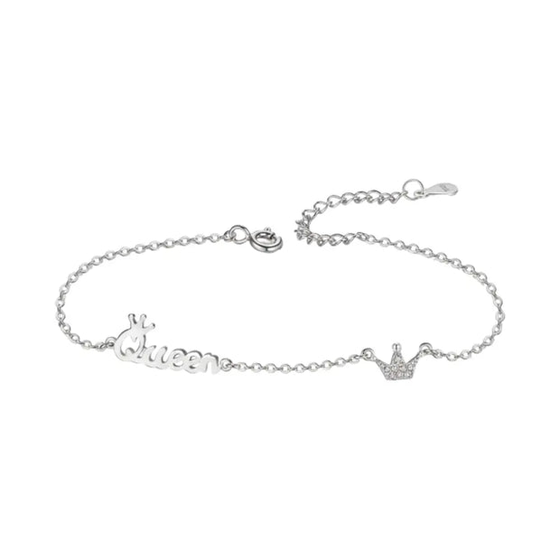 925 hõbedast krooniga initsiaalidega käevõru roodiumviimistlusega
