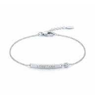 925 silver engraved curved bar bracelet with AAAAA zirconia in rhodium finish