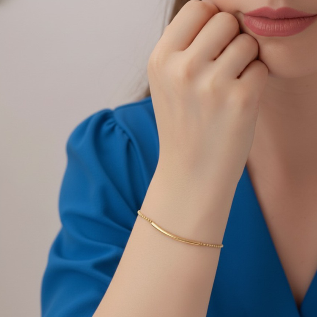 Bead Bar Bracelet · 925 Silver, 14K Gold Finish