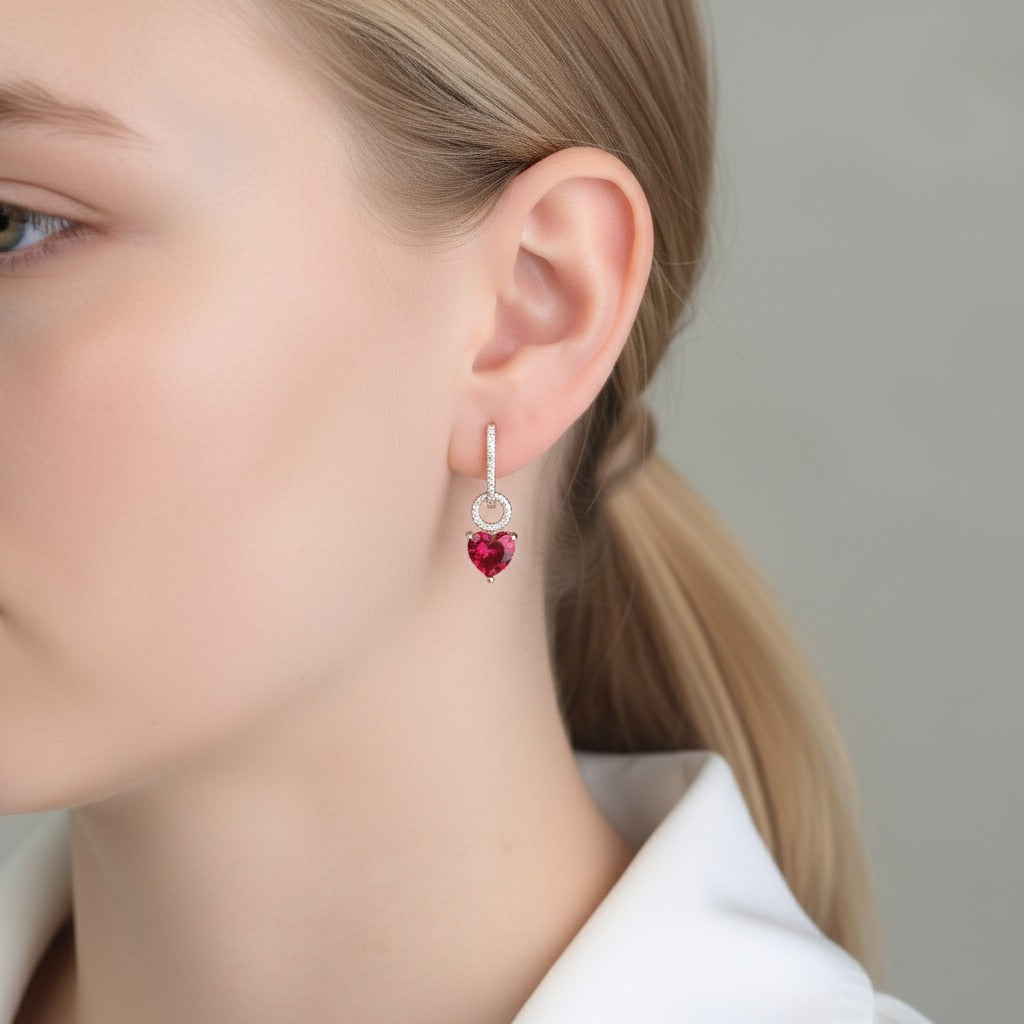 Ruby & Emerald Interchangeable Hoops · 925 Silver, 14K Gold Finish