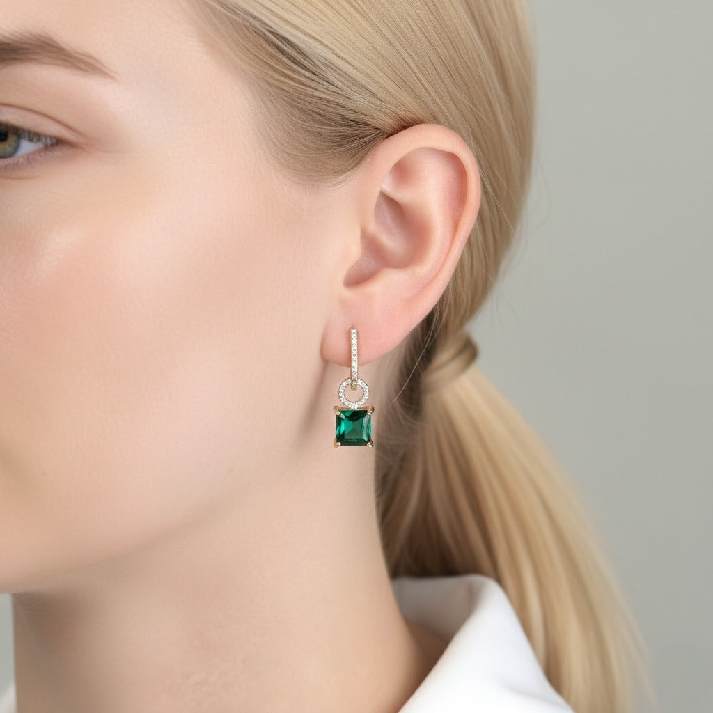 Blue Halo Interchangeable Hoop Earrings · 925 Silver, 14K Gold Finish